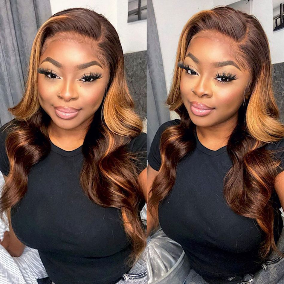 Highlight Wig Honey Blonde Body Wave 13x4 Lace Frontal Wig