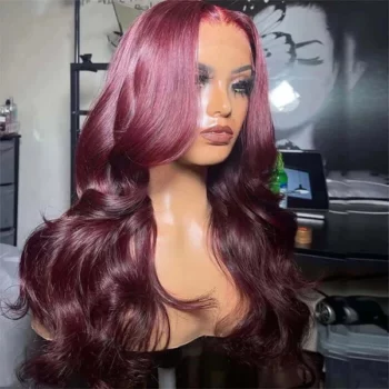 Body Wave 13x4 Lace Wig-180% Density Burgundy Human Hair