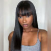 Straight With Bangs Minimalist Undetectable Lace Wig Human Hair| Put On And Go Glueless