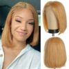 Glueless #27 Honey Blonde Short Straight Bob 13x4 Lace Wig 100% Human Virgin Hair
