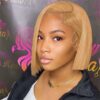 Glueless #27 Honey Blonde Short Straight Bob 13x4 Lace Wig 100% Human Virgin Hair